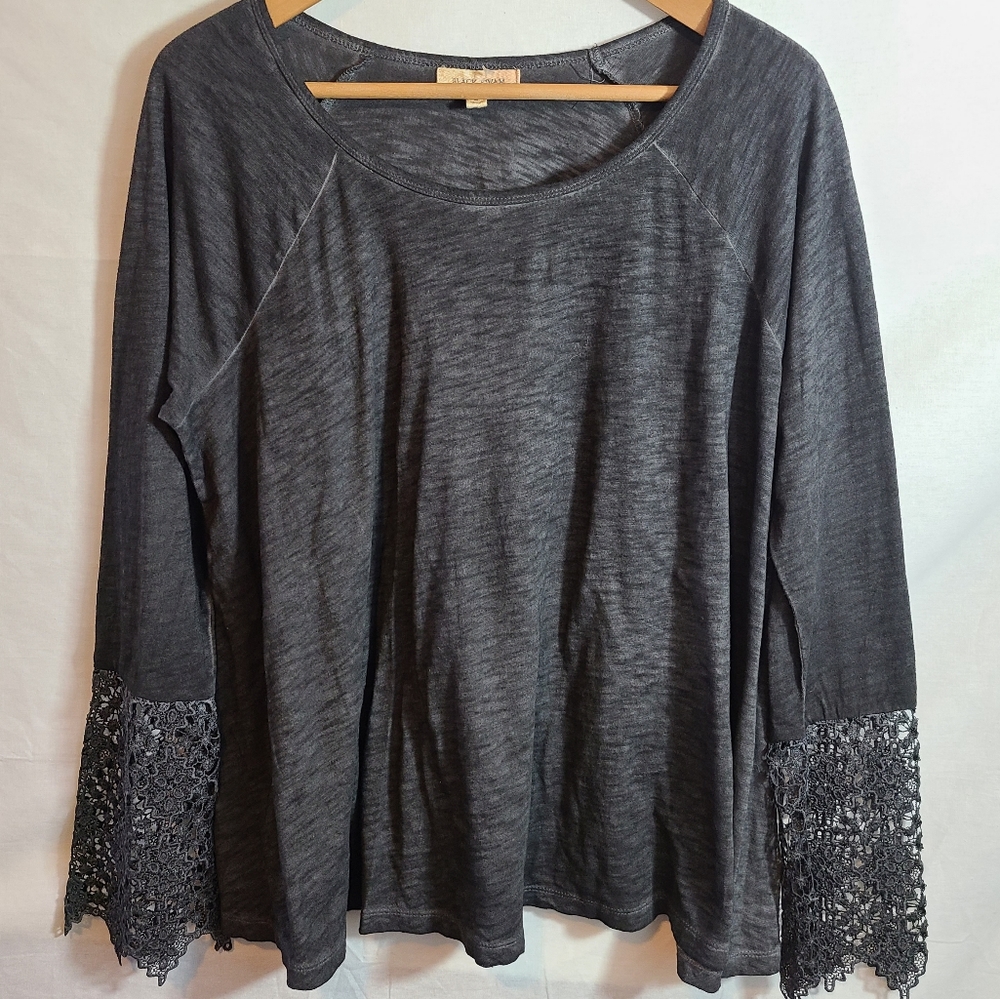 Black Swan Long Sleeve Lace Detailing Blouse